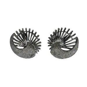 Sarah‎ Cov Earrings Silver Tone Sunburst Clip On Vintage Costume Jewelry